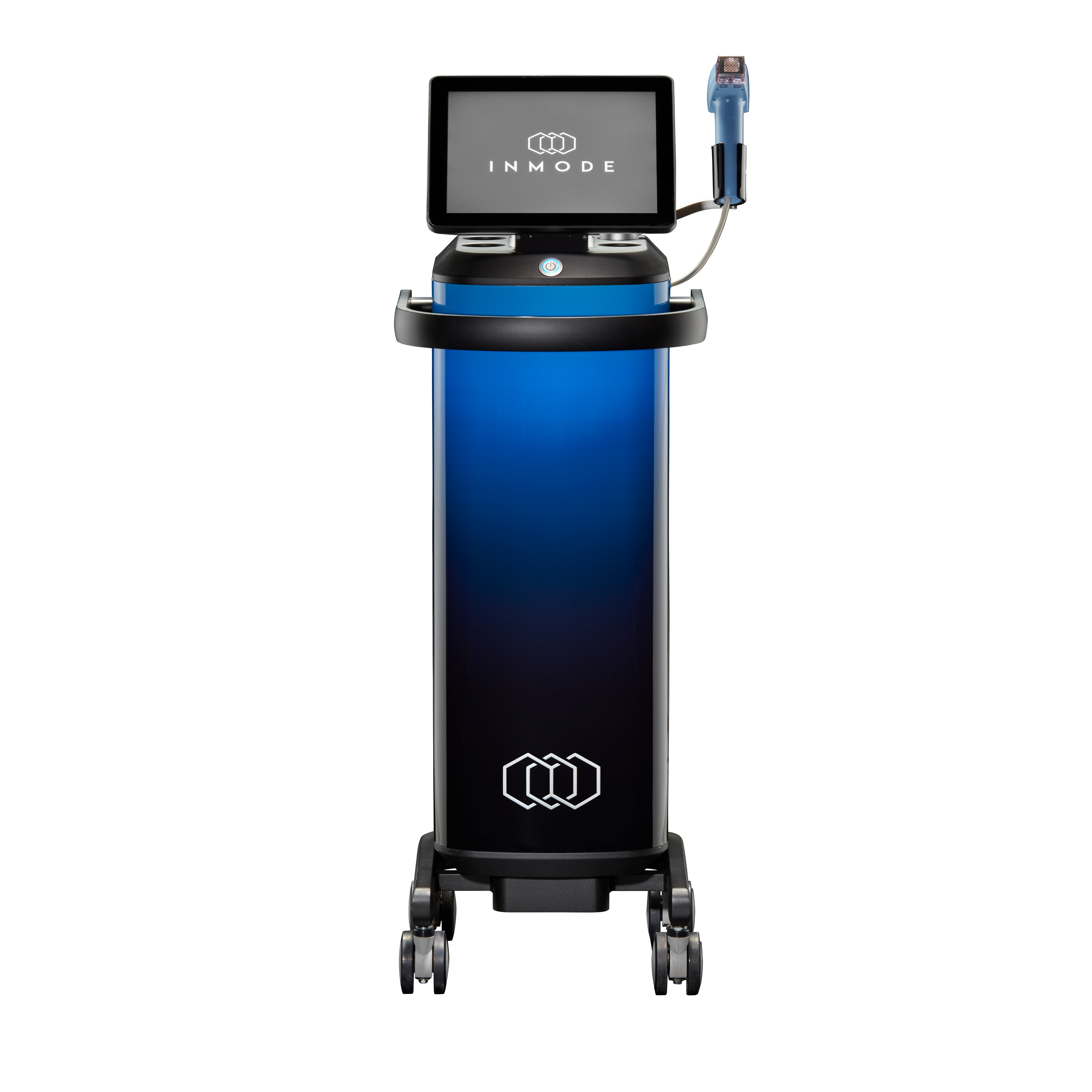InMode aesthetic treatment device with touchscreen interface, designed for advanced non-invasive procedures, displayed on a mobile cart.